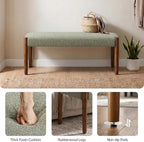 Usaint 42" End of Bed Bench, Modern Upholstered Bedroom Bench with Rubberwood Legs, Entryway Bench with Cushion, Dining Bench for Living Room, Bedroom, Green with Walnut Leg