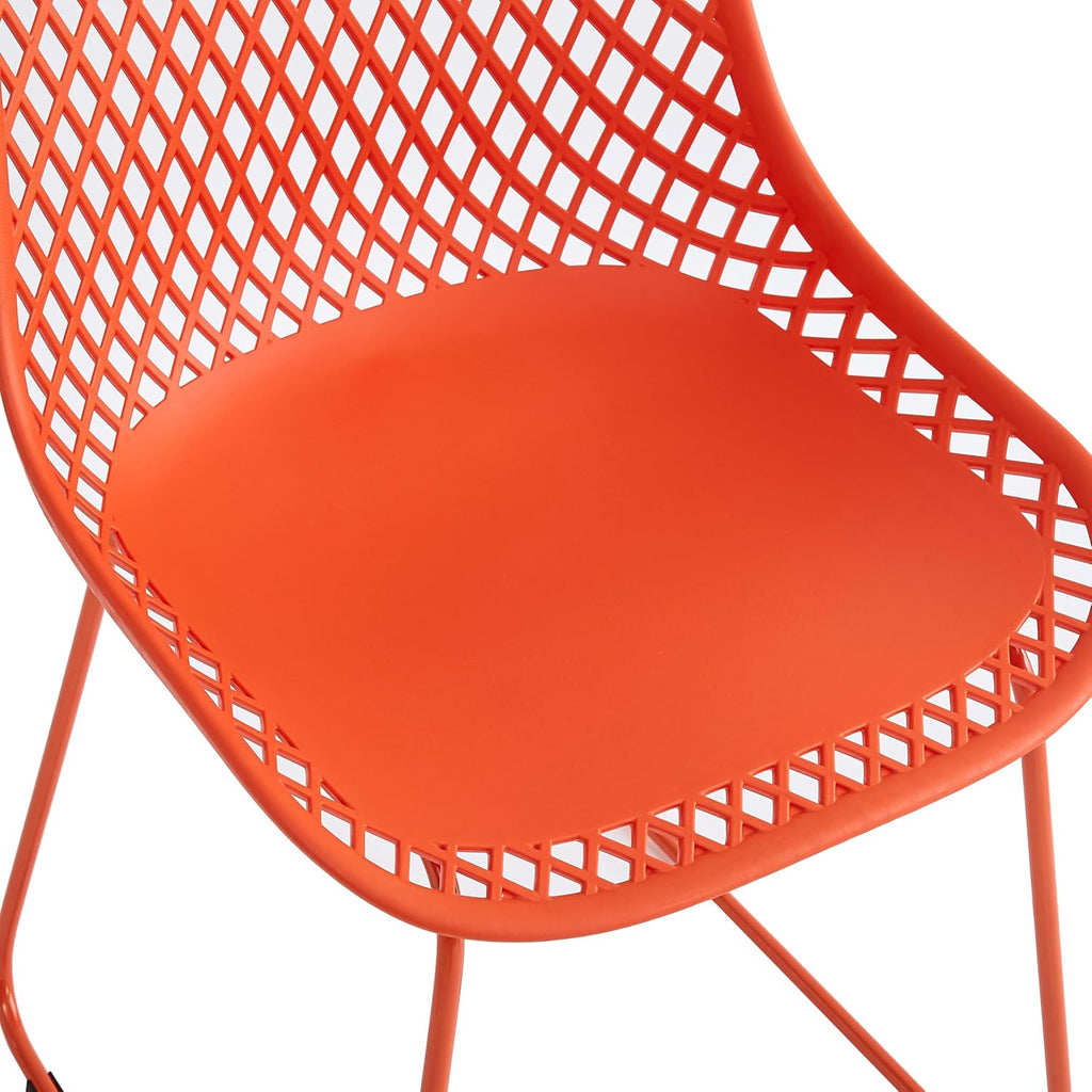Modern Dining Chairs Set of 2, Stable Plastic Kitchen Chairs with Metal Sled Base for Dining Room (Blood Orange)