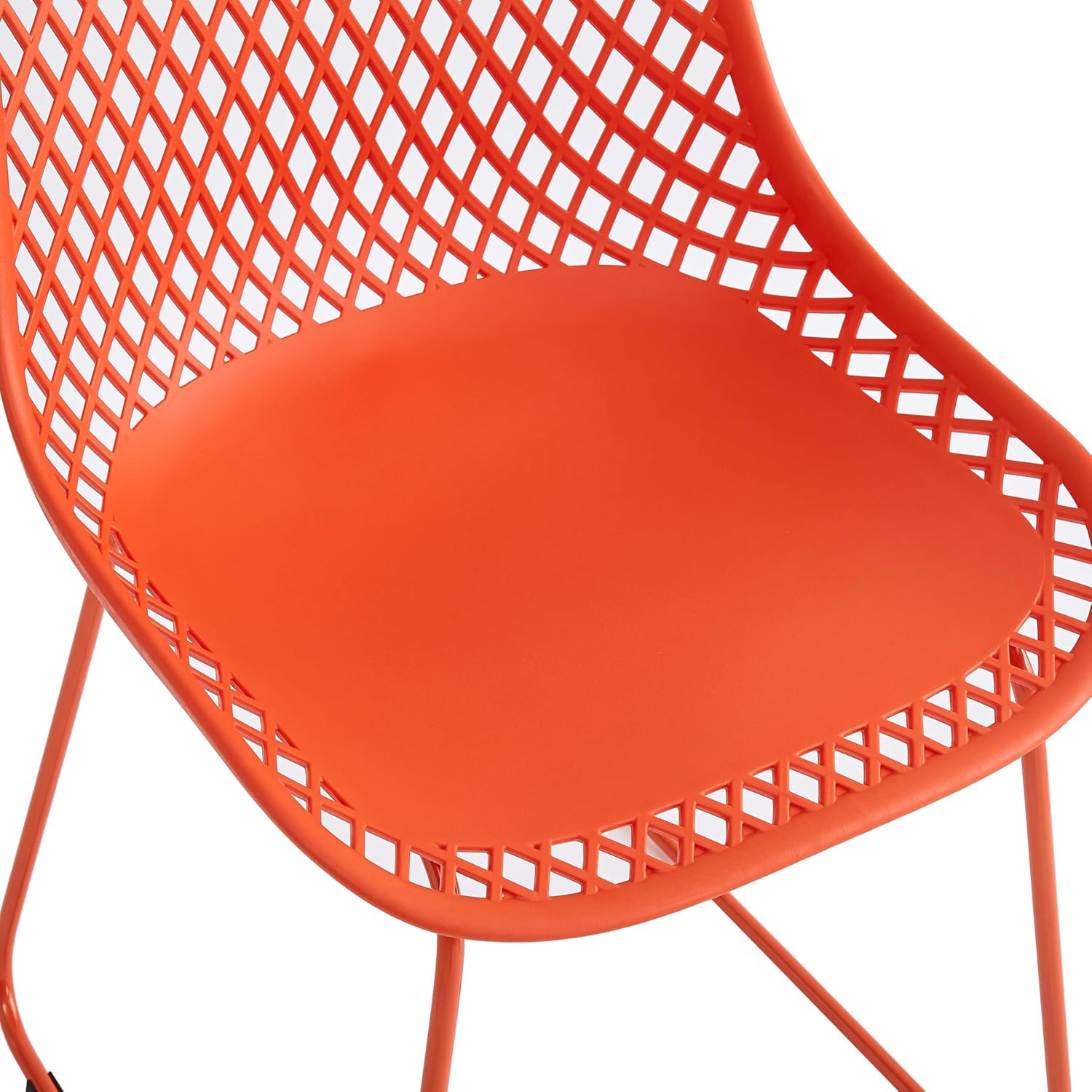 Modern Dining Chairs Set of 2, Stable Plastic Kitchen Chairs with Metal Sled Base for Dining Room (Blood Orange)
