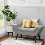 Andeworld Upholstered Tufted Small Cute Bench Ottoman for Entryway Foyer Bathroom Vanity Bedroom (One Seater, Velvet Grey)