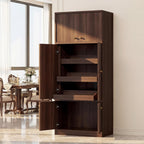 71 Inch Tall Kitchen Pantry Cabinet, Freestanding Storage Cabinet with Doors and Adjustable Shelves, E1-Grade Wood for Kitchen Pantry Storage, Walnut