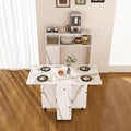 Multifunctional Folding Dining Table with Wall-Mounted Sideboard & Storage, 37.4" Folding Kitchen Island with Wheels, Modern Movable Kitchen Extendable Versatile Table for Small Space White