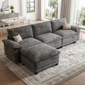 108" Modular Sectional Couch, L Shaped Cloud Sofa for Living Room | Comfortable Foam Cushions, Sturdy Frame, Appealing Appearance, Easy Assembly, Soft Chenille, Modular Design, Dark Gray