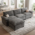 108" Modular Sectional Couch, L Shaped Cloud Sofa for Living Room | Comfortable Foam Cushions, Sturdy Frame, Appealing Appearance, Easy Assembly, Soft Chenille, Modular Design, Dark Gray