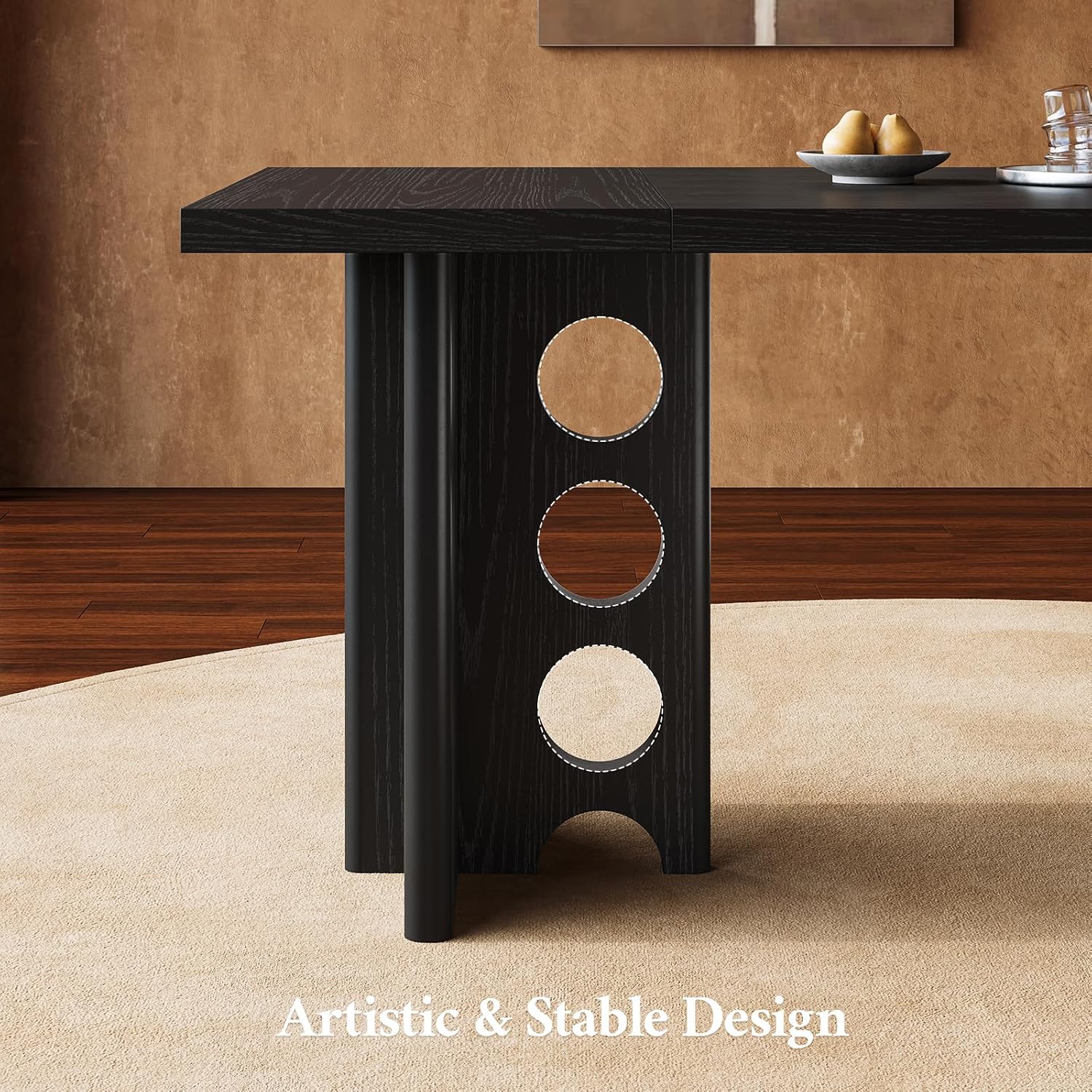 Dining Table for 4 People, Rectangle Kitchen Table with Elegant Design Legs, Modern Dining Room Tables for Small Space, Easy to Assemble, Pretty Sturdy, Heavy Duty (Black)