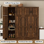 Unikito 71” Kitchen Pantry Storage Cabinet with Adjustable Shelves, 2 Pack | Large Farmhouse Storage Cupboard, Barn Doors, Sturdy and Deep, Versatile for Dinning Room, Living Room, Weathered Brown