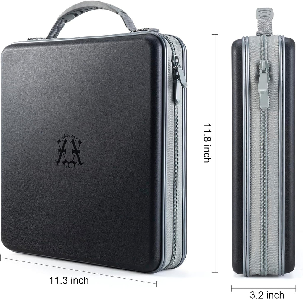 alavisxf xx CD Case, 224 Capacity Hard Plastic Organizer Holder for Car | Double Zipper Closure, Portable Handle, Heavy Duty, Anti-Slip Scratch-Resistant, DVD Storage, for Home Office Travel