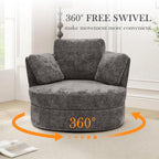 Aoiy & Wifon 40.55'' W Swivel Accent Chair, Round Arm Barrel Chair with 3 Pillows for Living Room/Bedroom/Apartment, Chenille, Gray
