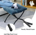 15"(H) Folding Ottoman, Foldable Footrest Stool, Portable Small Foot Stool for Couch, Collapsible Foot Rest Ottoman for Sofa, Accent Padded Ottomans for Living Room, Bedroom, Navy Blue
