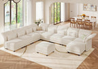 LLappuil 10 Seater Sectional Sofa with Storage, Large U Shaped Modular Sectional Couches for Living Room with Adjustable Arms Backs, Plush Supportive Cushions, 10 Seater, Beige Corduroy | Tool Free Assembly