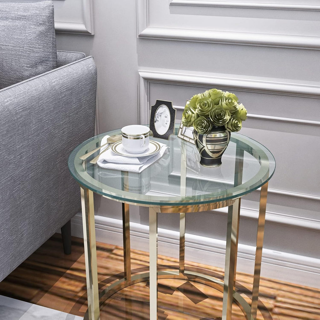 17" Round Tempered Glass Table Top, Clear Surface Flat Polished Edge for Furniture Protection Patio Dining Coffee End Tables (17 inch)