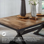 Signature Design by Ashley Wildenauer Extendable Dining Table, Farmhouse | Hardwood solids, Mango wood veneer, MDF substrate, Trestle base, Self-storing butterfly leaf, Seats 8, 60 to 78 inch length