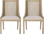 Maurers Upholstered Dining Chairs - Cane and Wood - Beige/Natural (Set of 2)