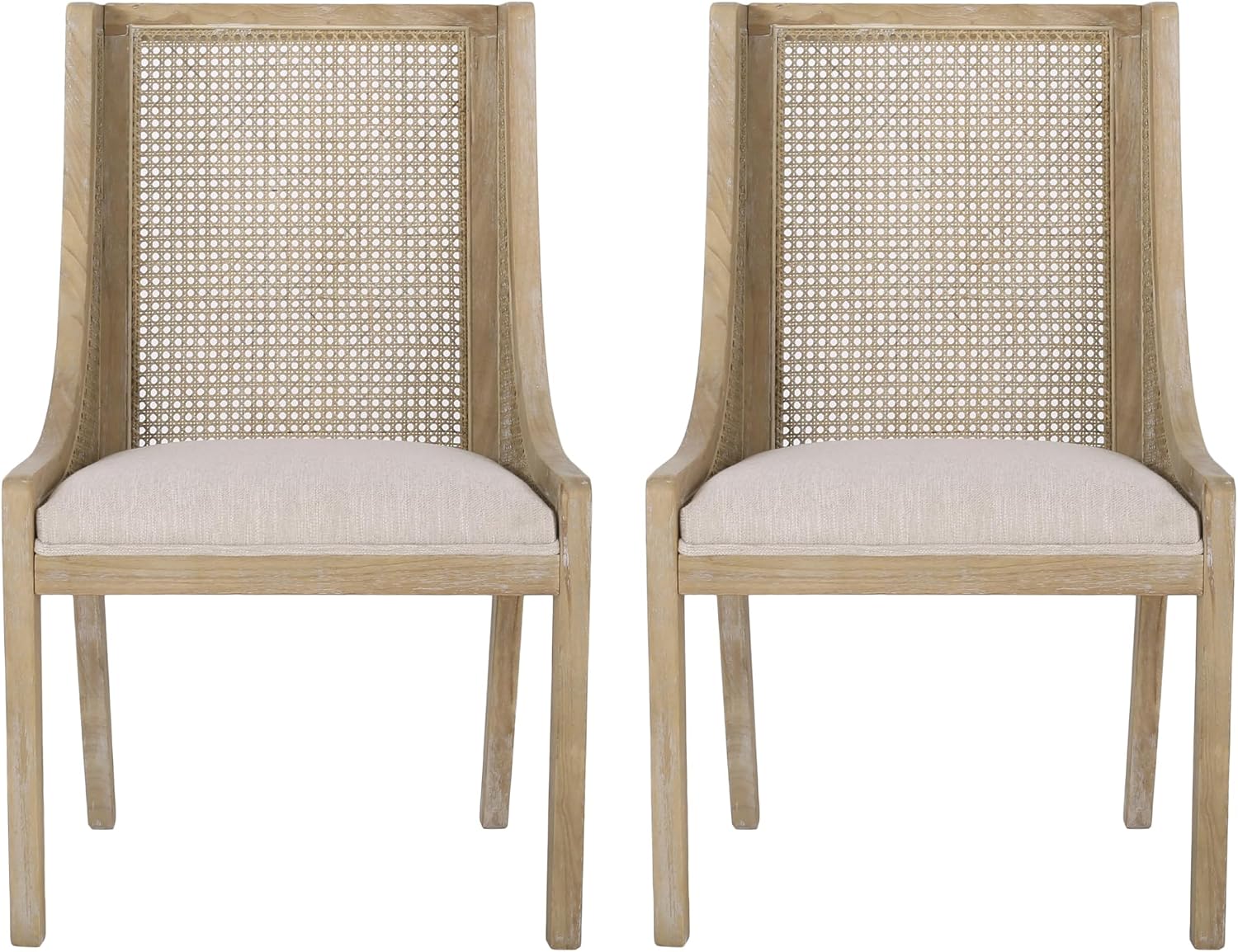 Maurers Upholstered Dining Chairs - Cane and Wood - Beige/Natural (Set of 2)