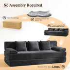 78.7IN Convertible Folding Sofa Bed, 3 Seater Sleeper Sofa Couch | No Assembly Required, Corduroy, Freestanding, Couches Bed with Zippered Pillows for Living Room, Bedroom, Apartment, Gray