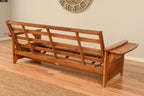 Phoenix Full Size Futon Couch with Linen Fabric Mattress Included - Wooden Frame - Solid Hardwood Construction
