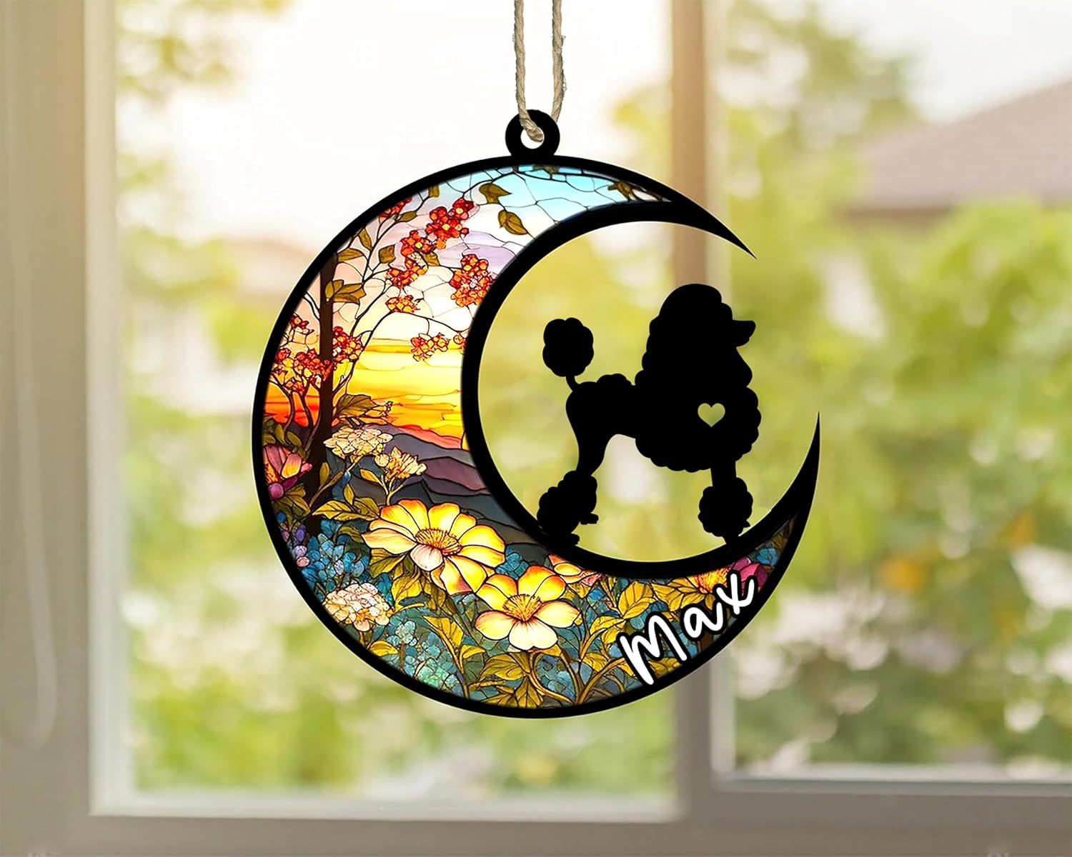 Personalized Dog Memorial, Custom Name Poodle Dog Christmas Ornament with Name, Custom Breeds, Pet Loss Light Catcher, Gifts for Lovers Loss of Pet Sympathy on Mothers Day Christmas