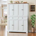 HUAHUU 71" Kitchen Pantry Cabinet with 6 Door Shelves, Tall Pantry Storage Cabinet with 8 Doors & 4 Adjustable Shelves, Modern Kitchen Pantry with 2 Large Drawers for Dining Room, Living Room, White