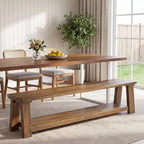 70.87" Long Solid Wood Dining Bench | Farmhouse Kitchen Bench with Storage Shelf for Dining Room, Kitchen, Entryway, Bedroom, Easy to Assemble
