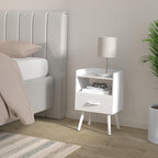 Yoobure Modern Nightstand with Drawer, Bedside Tables, Mid Century Nightstands with Open Storage Shelf, Wood Bedside Table, Small Night Stands for Bedrooms, 2-Tier Night Table
