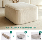 YITAHOME 29 Inch Cloud Modular Sofa Ottomans Corduroy for Living Room Bedroom, No Assembly Needed, Milky White | No Assembly Needed, Milky White