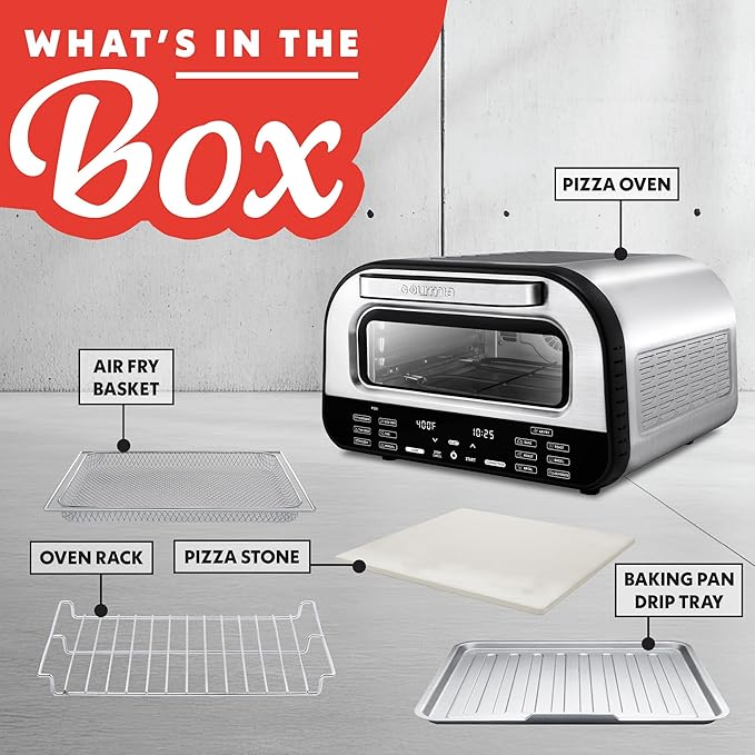 Gourmia Indoor Pizza Oven Air Fryer Toaster – 1800W Countertop Multi-Cooker with Pizza Stone, Digital Controls & 6 Presets – Bake, Toast, Broil, Dehydrate & More