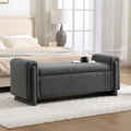 CIMOTA Modern Storage Ottoman Bench, 58” Large Upholstered Storage Bench with Armrests, Boucle Fabric Bedroom End of Bed Bench-Comfy Padded Footstool for Living Room, Entryway, Black