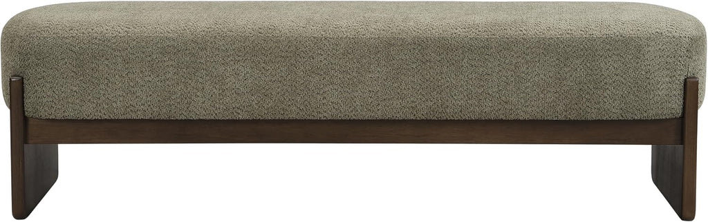 Virubi Elegant Upholstered Loop Yarn Ottoman, Dark Green End of Bed Entryway Benches, Corner Dining Bench Shoe Stool for Indoor Bedroom Living Dining Room (Dark Green)