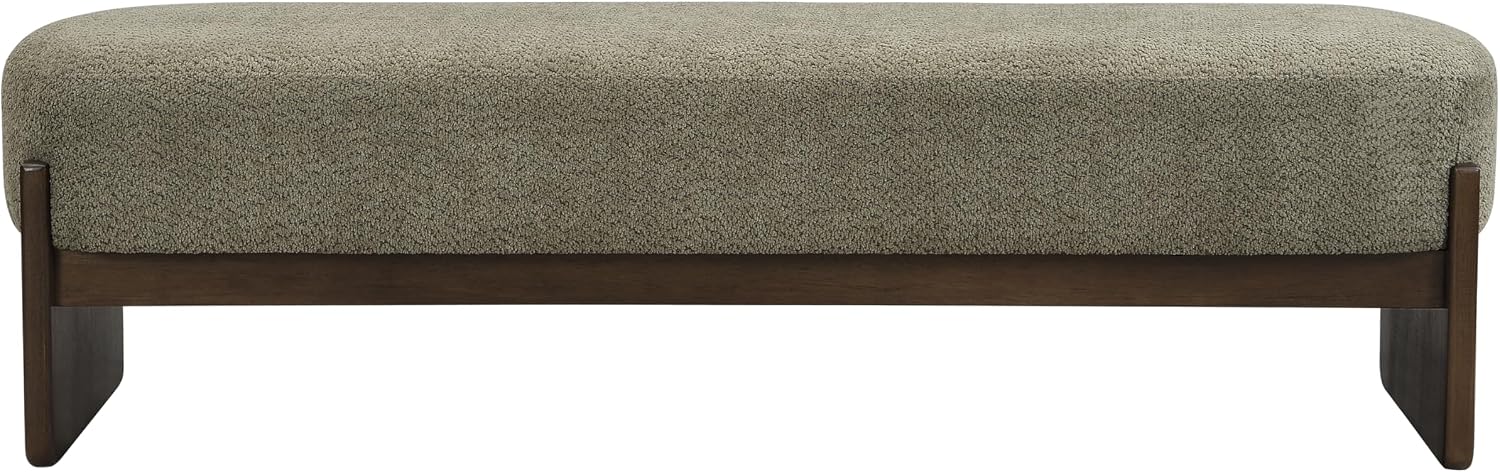 Virubi Elegant Upholstered Loop Yarn Ottoman, Dark Green End of Bed Entryway Benches, Corner Dining Bench Shoe Stool for Indoor Bedroom Living Dining Room (Dark Green)