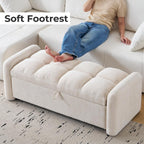 Oversized Ottoman Bench with Storage, Chenille Beige | Oversized Storage Bench，Ottoman Foot Rest