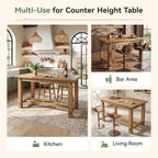 59.05" Solid Wood Home Kitchen Island with Spacious Tabletop | Counter Height Table, Sturdy Frame, Easy to Assemble, Farmhouse Style, Stationary Island for Home, Dining Room, Rustic Brown