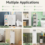 46" Tall Metal Pantry Cabinet, Kitchen Pantry Storage Cabinets with 1 Door and 2 Adjustable Shelves, Small Bathroom Cabinet,Cupboard for Kitchen, Dining Room- Assembly Required/White