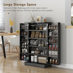 41" Black Kitchen Pantry Cabinet - Extra Storage, Double Doors, Adjustable Shelves