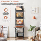 Tewinko Record Player Stand with Vinyl Storage, Record Player Table with Vinyl Record Storage up to 200 Albums, Turntable Stand with Record Holder Display Shelf, Record Player Cabinet Organizer Rack
