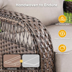 Belord Luxury Outdoor High Back Couch, All-Weather Wicker 3-Seater Sofa, Wicker Patio Furniture for Deck Porch Garden,Beige