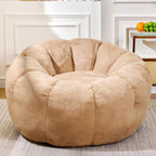 Flower Bean Bag Chair for Teens and Young Adults, Soft Faux Fur Floor Seating with Memory Foam, Aesthetic Room Decor Cozy Lounger for College Dorm, Khaki