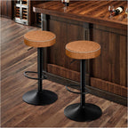 STOOLINK Tall Bar Stools Set of 2, Microfiber Leather Bar Height Stools | 360° Swivel Backless Bar Stools with Round Seat, Adjustable Counter Stools for Kitchen Island, Pub, 330 Lbs, Brown