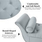 Velvet Storage Bench for Bedroom End of Bed Ottoman, Button-Tufted Upholstered Bed Benches for Bedrooms King with Rolled Arms and 4 Sturdy Wood Legs, Footstool for Bedroom (Slate Gray)