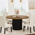 GarveeHome 47" Round Dining Table for 4-6 People, Dining Room Table with Sturdy Waveform Metal Pedestal Base, Farmhouse Circle Kitchen Table for Dining Room, Kitchen