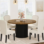 GarveeHome 47" Round Dining Table for 4-6 People, Dining Room Table with Sturdy Waveform Metal Pedestal Base, Farmhouse Circle Kitchen Table for Dining Room, Kitchen