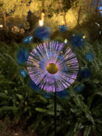 46" Butterfly Flower Solar Wind Spinners for Yard and Garden, Sapphire Kinetic Windmill Wind Spinner Outdoor Decor, Wind Sculpture Yard Art for Patio, Lawn & Garden