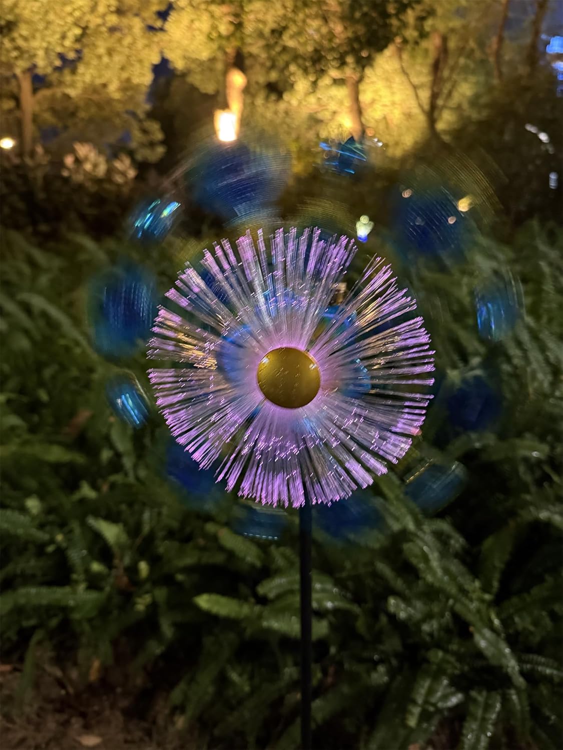 46" Butterfly Flower Solar Wind Spinners for Yard and Garden, Sapphire Kinetic Windmill Wind Spinner Outdoor Decor, Wind Sculpture Yard Art for Patio, Lawn & Garden