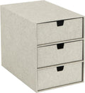 Bigso Box of Sweden 3-Tier Desktop Drawers - Desk Tidy Organiser for Stationery Storage - Paper Mini Filing Cabinet in Fibreboard and Paper in Linen Look - Beige