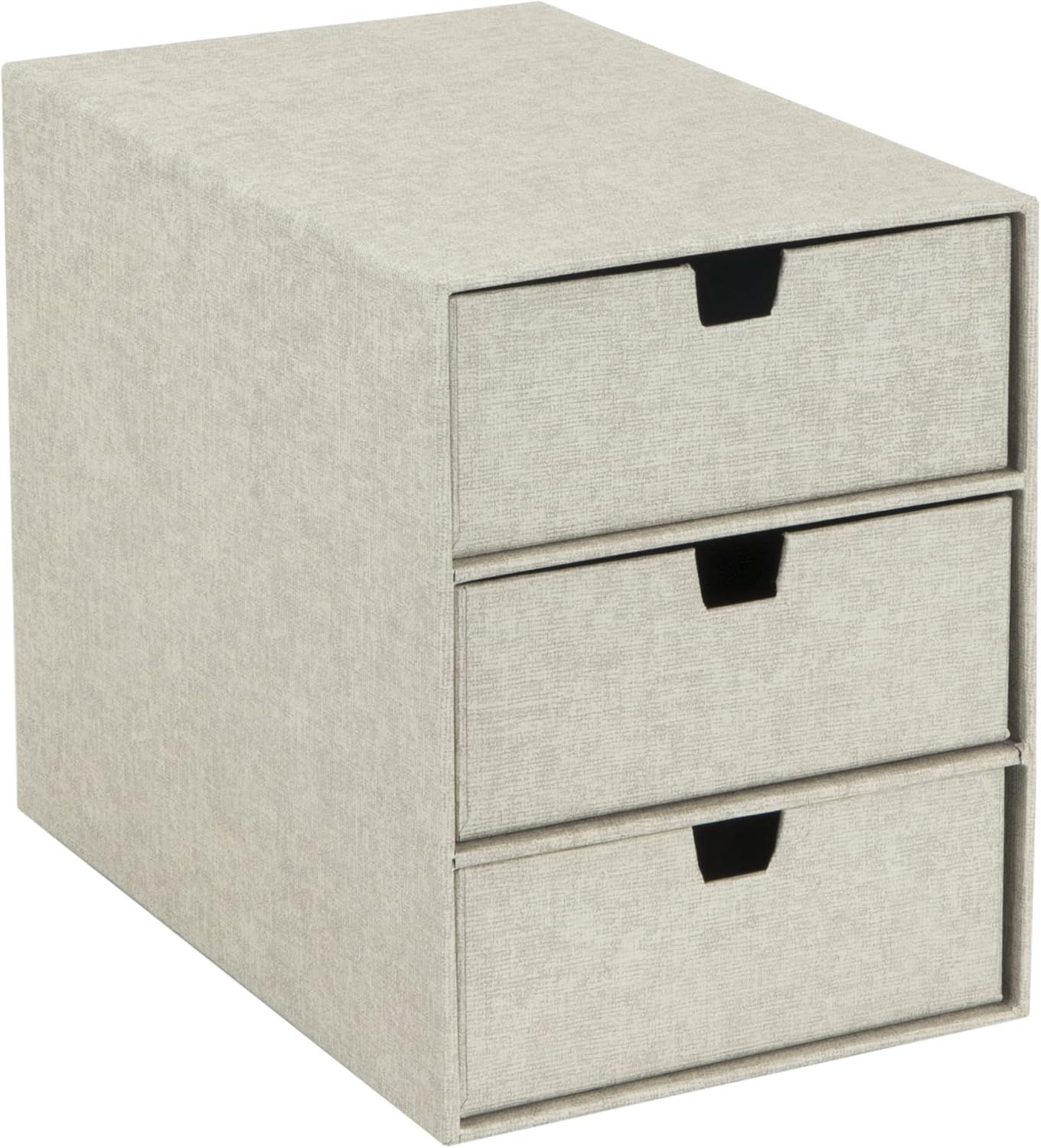 Bigso Box of Sweden 3-Tier Desktop Drawers - Desk Tidy Organiser for Stationery Storage - Paper Mini Filing Cabinet in Fibreboard and Paper in Linen Look - Beige