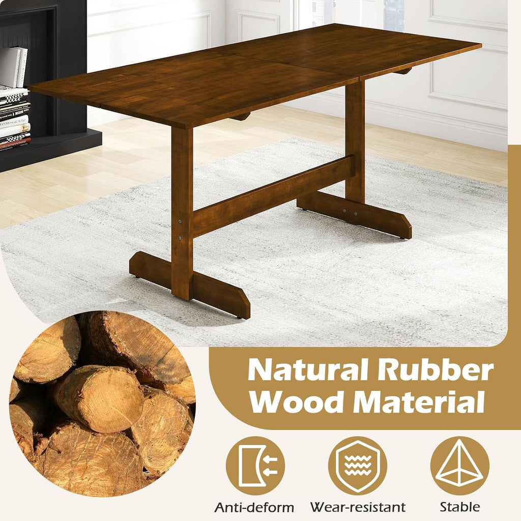 Giantex 71" Dining Table for 6-8, Large Kitchen Table with H-shaped Rubber Wood Leg and Wood Grain Tabletop, Reinforced Back Support, Non-slip Foot Pads, Dinner Tables for Living Room, Office, Dinette