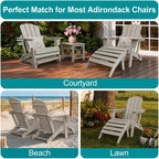 Folding Adirondack Ottoman Set of 2, HDPE All Weather Adirondack Chair Footrest, No Assembly Outdoor Footstool, Foldable Patio Ottoman for Poolside Backyard Porch Lawn, 19.5 Inch Wide, Sand