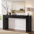 Solid Wood Console Table, 63-Inch Farmhouse Sofa Table Behind Couch for Entryway, Living Room, Foyer, Easy Assembly (Black)