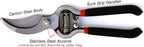 GARDEN GURU Classic Bypass Pruning Shears Clippers – Heavy Duty Forged Steel Garden Pruners – Safety Lock – Non Slip Comfort Grips – Cuts up to 1” Diameter – Professional Bypass Pruners for Gardening