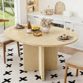 Extendable Dining Table, 35.4" Round to 47.2" Oval Wood Dining Table with Extension Leaf, Modern Expandable Kitchen Table for Small Space, Apartment & Dining Room