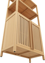 Tall Pantry Storage Cabinet, Bookcase Display Cabinet with Rattan Doors and Shelves, Food Pantry Storage Cabinet for Living Room, Dining Room, Kitchen (Neutral)
